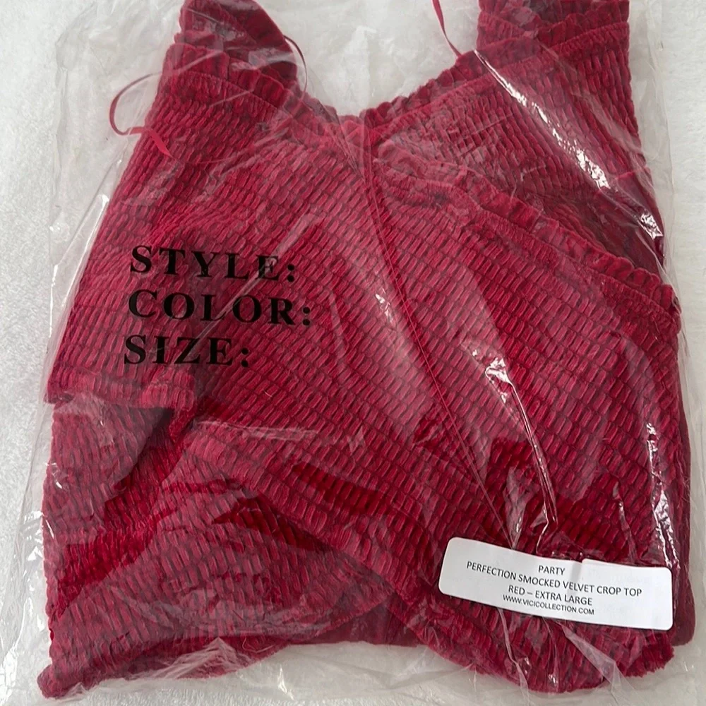 VICI | Party Perfection Smocked Velvet Crop Top